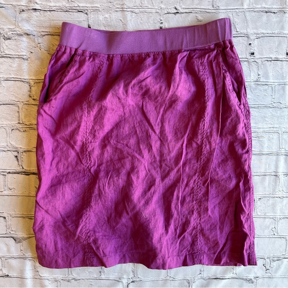 Soft Surroundings Purple Pull On Skirt Pockets Casual Linen Resort Medium